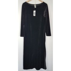 International Concepts Intimates Sz. M Black Velvet Long Sleeve Maxi Gown NWT